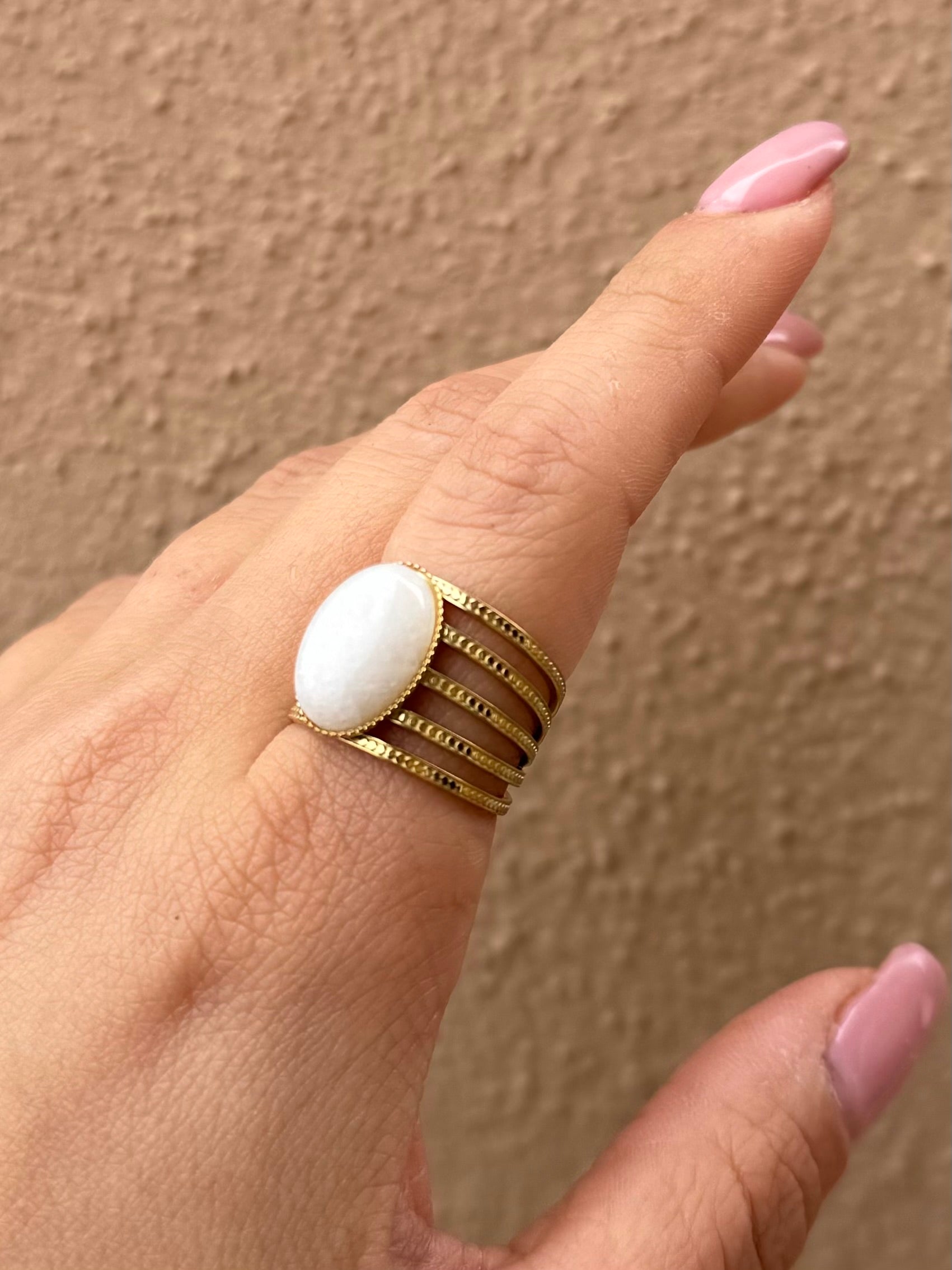 ANELLO PIETRA IN ACCIAIO (regolabile)