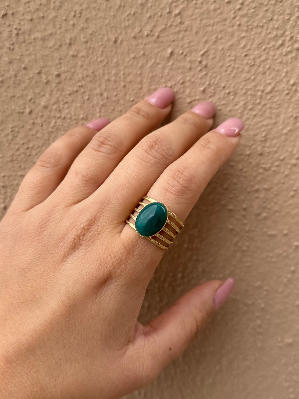 ANELLO PIETRA IN ACCIAIO(regolabile)