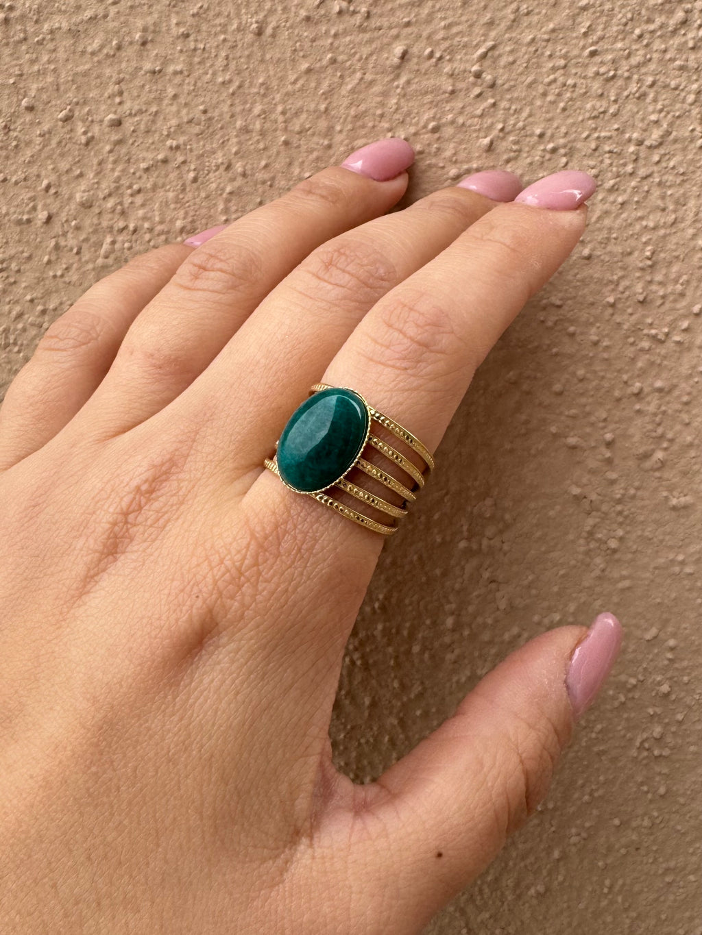 ANELLO PIETRA IN ACCIAIO(regolabile)